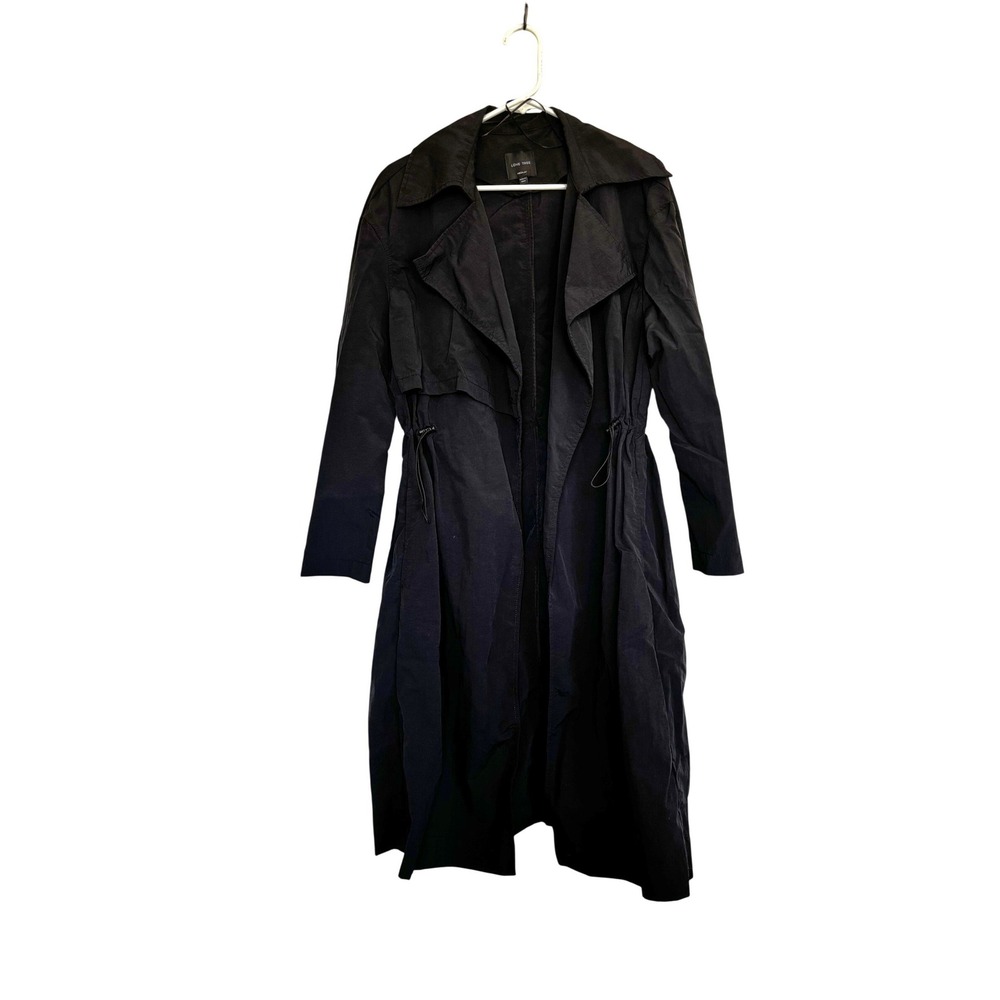 Love Tree Black Nylon Lightweight Long Trench Coat Jacket Medium 80201JH